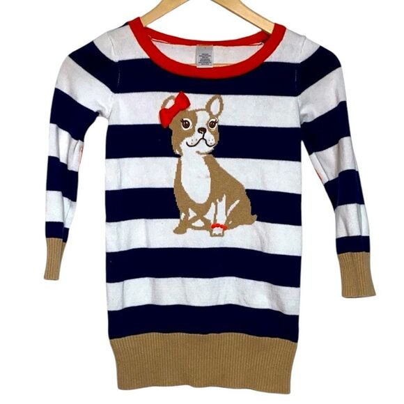 GYMBOREE Striped Sweater Knit Frenchie Dog Dress - Picture 1 of 7